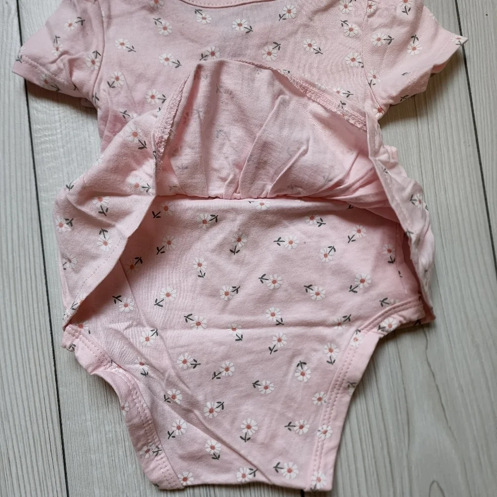 Carter's 2 piece baby outfit pink happy bodysuit with denim pants NWT Size 3 mo